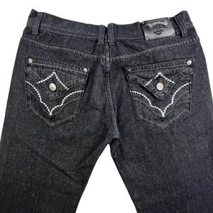 Imperious Delf Trading Jeans 38x33 Black Vintage Flap Pocket Embroidered Rock